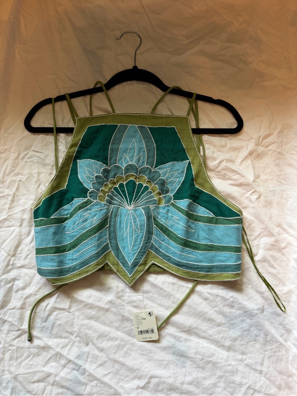 NWT Free People Lotus Applique Halter Top